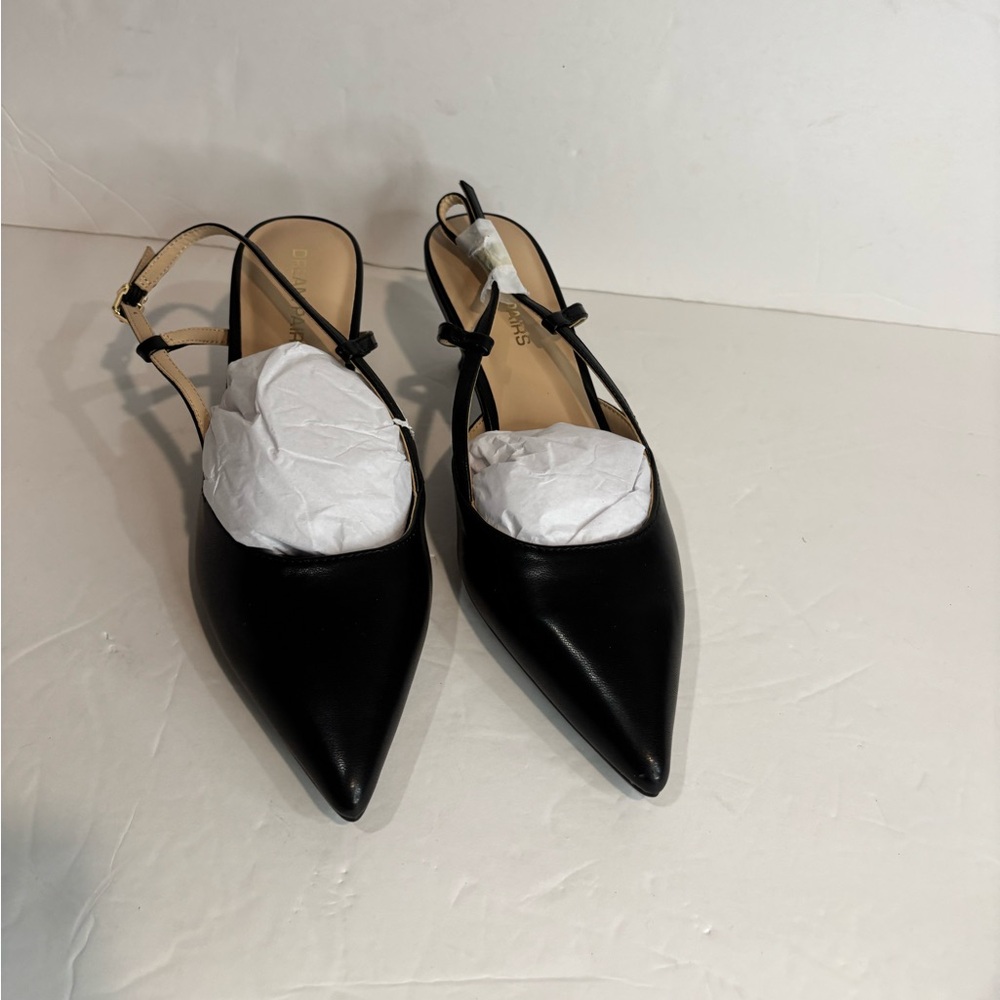 Dream Pairs Black Pointed Toe Slingback Heels
